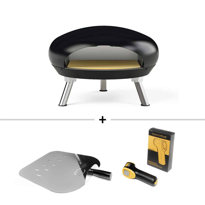 Front view of Clementi Crosti Indoor Pizza Oven + Peel and Heat Gun