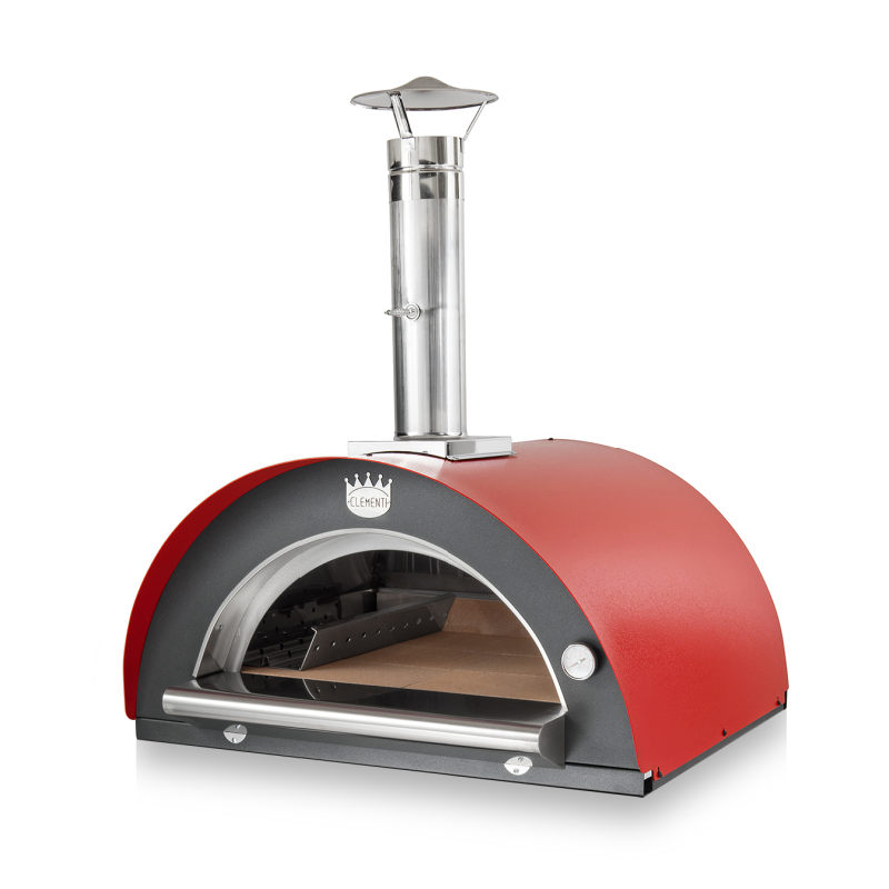 Clementi Original wood fired pizza oven in red with no door