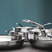 Close up lifestyle shot of Hestan ProBond Induction Stainless Steel Pan Set: 10 Piece