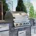 Close up lifestyle view of whistler burford grill in silver