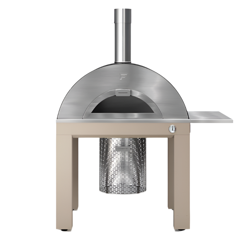 Close up of Fontana Bellagio Wood Pizza Oven Including Trolley