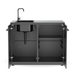 Black kitchen cabinet with sink on a white background