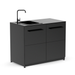 Black kitchen cabinet with sink on a white background
