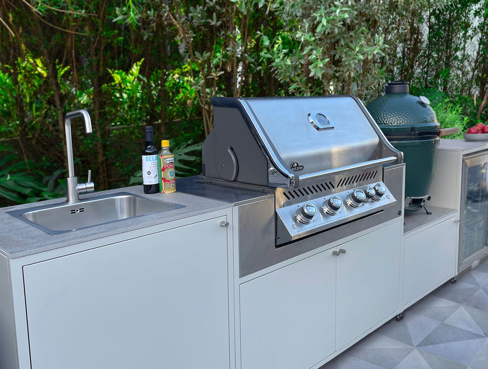 EO Chroma Modular Outdoor Kitchen with Sink, Fridge & Built in BBQ l 304 Grade Stainless Steel l Silk Edition