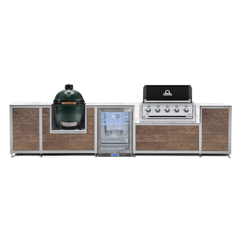 EO Kitchens Set 9 Outdoor Kitchen with Broil King 520 BBQ, Napoleon Single Fridge & Big Green Egg Large