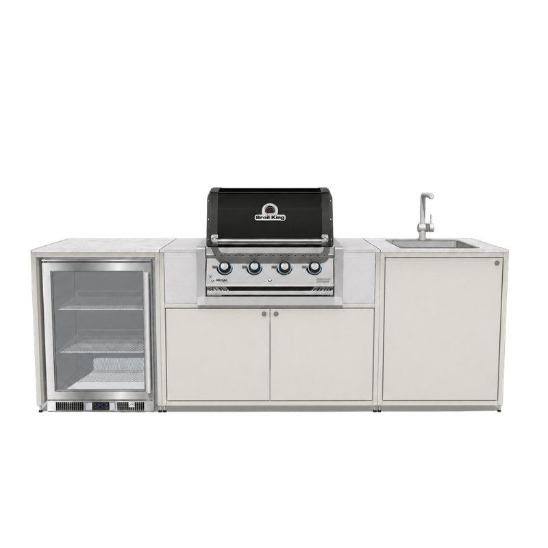 EO Chroma Modular Outdoor Kitchen with Sink, Fridge & Built in BBQ l 304 Grade Stainless Steel l Silk Edition