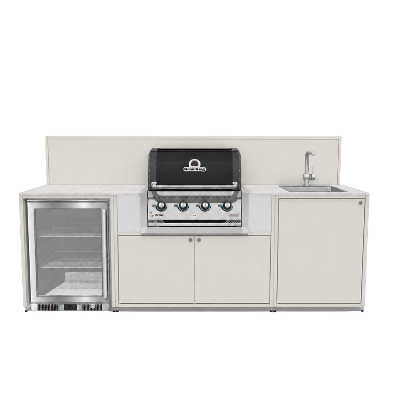 EO Chroma Modular Outdoor Kitchen with Sink, Fridge & Built in BBQ l 304 Grade Stainless Steel l Silk Edition