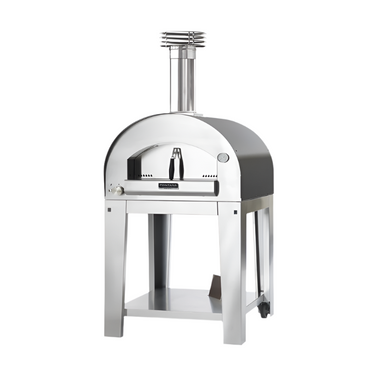 Front view of Fontana Margherita Duel Fired Pizza Oven in Anthracite Including Trolley in Anthracite