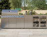 Front view Whistler Cirencester Outdoor Kitchen 6 Burner BBQ, and Fridge Blockley