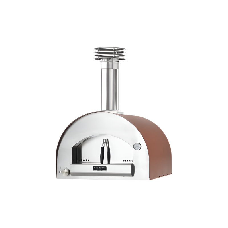 Front view of Fontana Margherita Dual Fuel Pizza Oven in rosso red