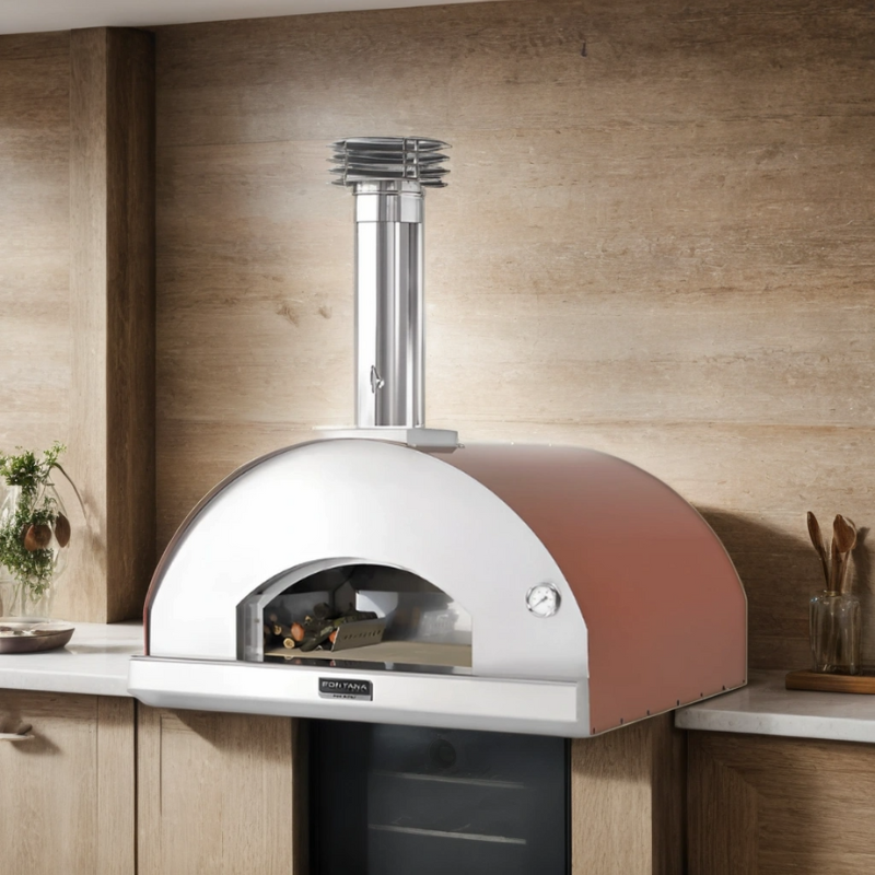 Front view of Fontana Marinara Rosso Build In Wood Pizza Oven