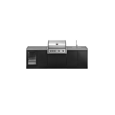 Front view of GrandPro 262 Pro Elite 4B Outdoor Kitchen with Fridge + Sink