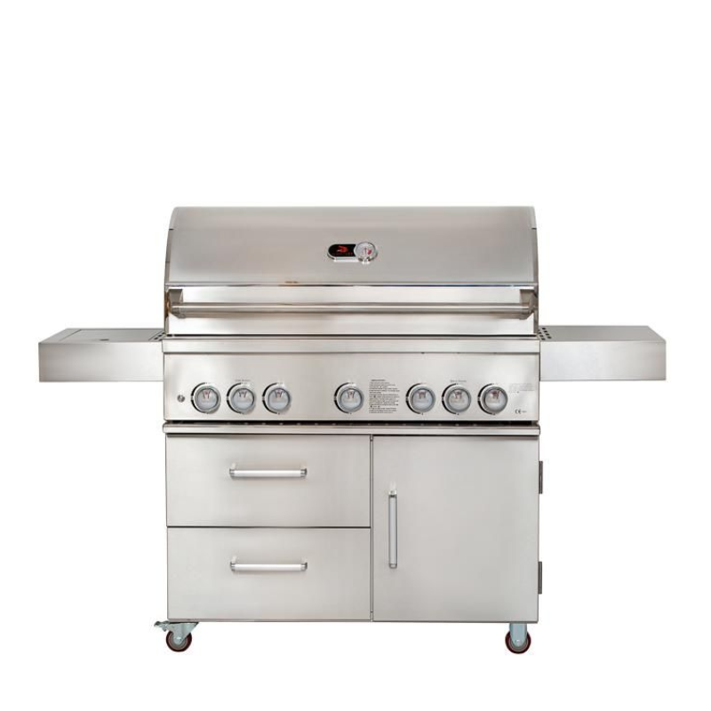 Front view of Whistler Bibury 5 + Side burner Gas BBQ on white background