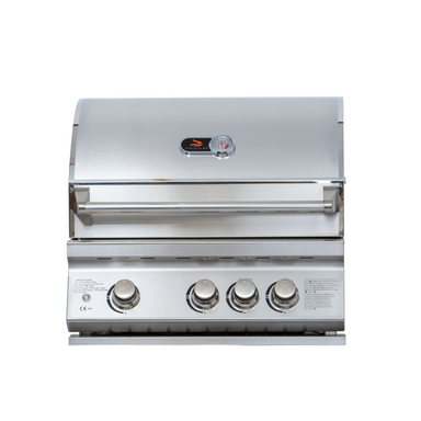 Front view of Whistler Burford 3 Burner Barbecue with Rotisserie and Weather Cover on white background