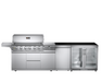 Front view of Whistler Cirencester Outdoor Kitchen 6 Burner BBQ, and Fridge Blockley on white background