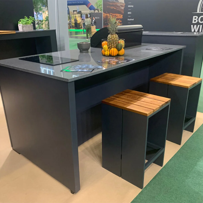 Grillandia E-Boy Ultimate Outdoor Kitchen with Electric Bar Grill, Hob, 2 Stools & Weather Cover – 2M