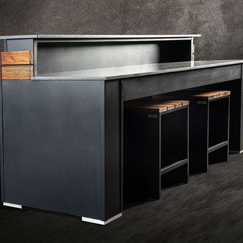 Grillandia Outdoor Kitchen Aluminum Bar Unit with 2 Thermowood Stools