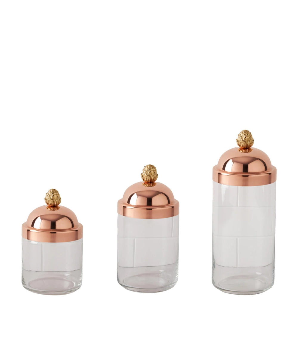 Ruffoni Historia Glass Kitchen Jars Set of 3 with Copper Lids