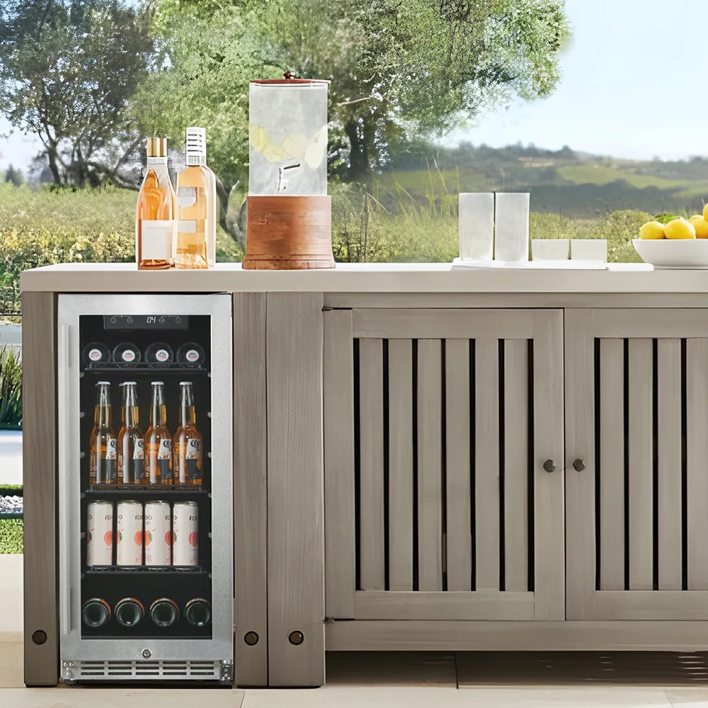 HCK SC-90 Glass Door Slim Line Outdoor Beverage Cooler 90L