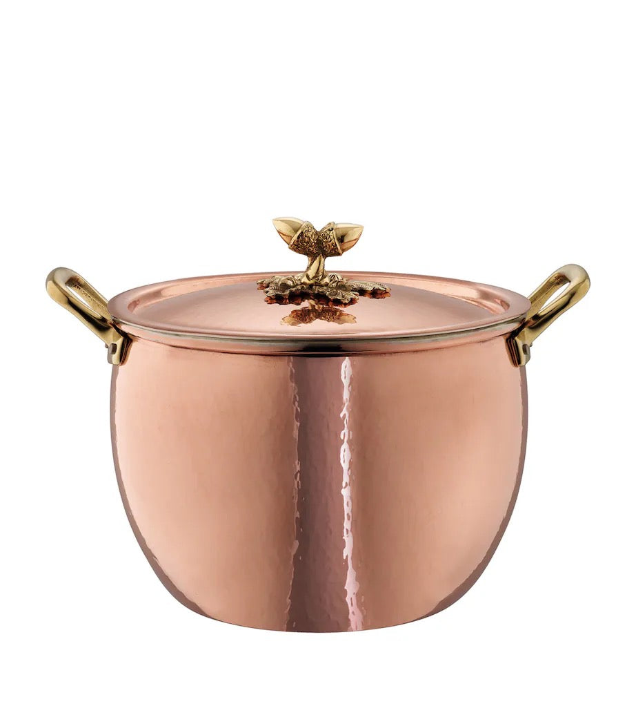 Ruffoni Historia Hammered Copper Stock Pot 26cm with Lid