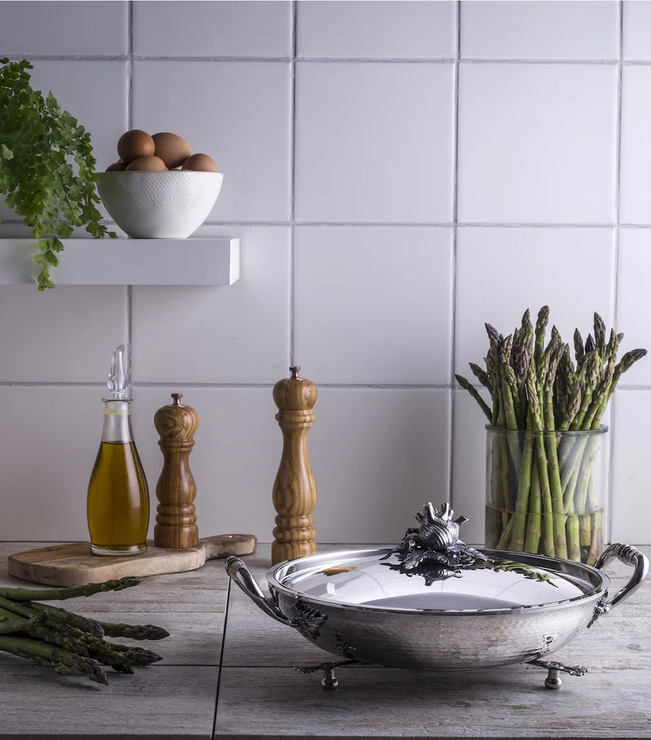 Ruffoni Opus Prima Hammered Stainless Steel Gratin Pan 30cm with Lid