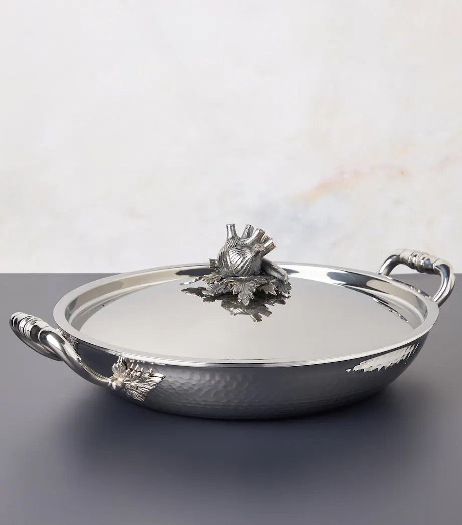 Ruffoni Opus Prima Hammered Stainless Steel Gratin Pan 30cm with Lid