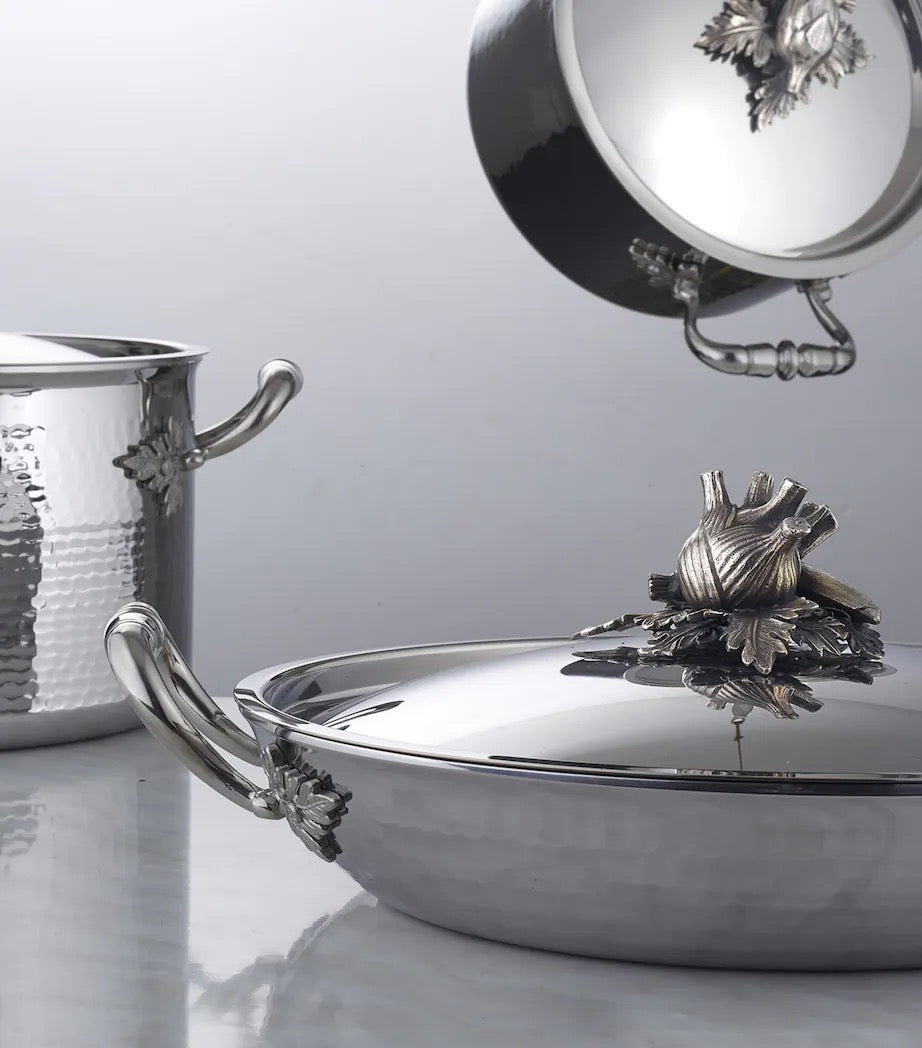 Ruffoni Opus Prima Hammered Stainless Steel Gratin Pan 30cm with Lid