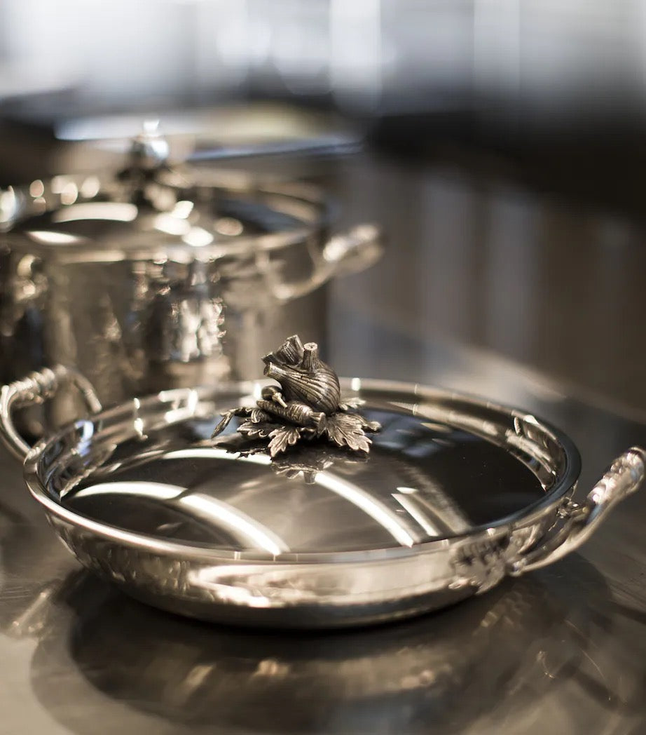 Ruffoni Opus Prima Hammered Stainless Steel Gratin Pan 30cm with Lid