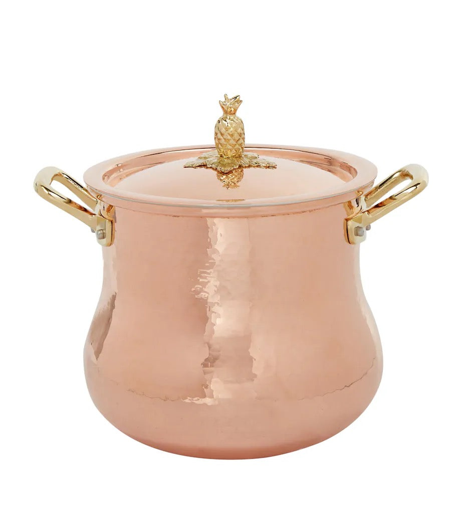 Ruffoni Historia Hammered Copper Belly-Shaped Stock Pot 20cm