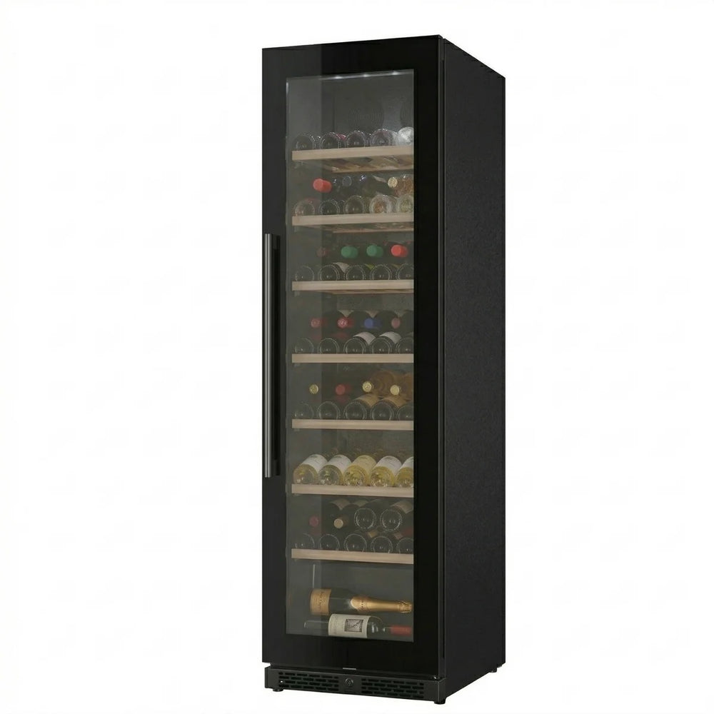 ClimaVin Noir122 Single Zone Shallow Wine Fridge, Black-Glass
