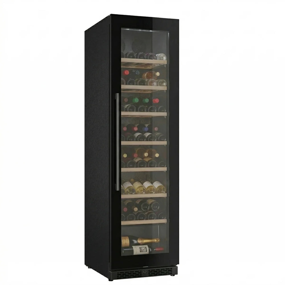 ClimaVin Noir122 Single Zone Shallow Wine Fridge, Black-Glass