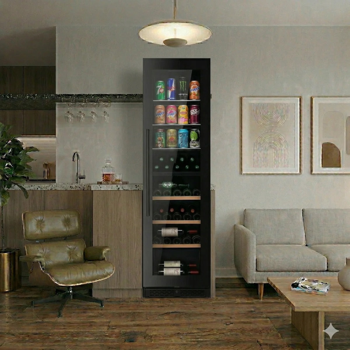 ClimaVin Noir142 Dual Zone Wine/Beverage Fridge, Black Glass