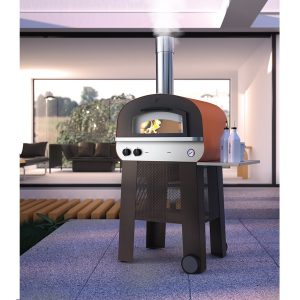 Lifestyle shot of Fontana Piero Gas & Wood Pizza Oven Including Trolley