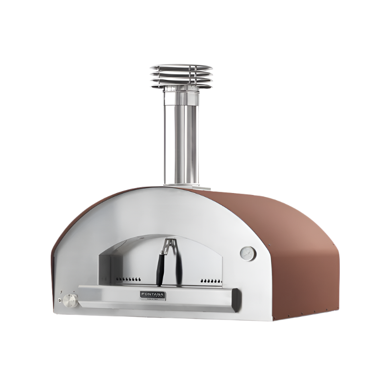 Front view of Fontana Mangiafuoco Duel Fire Countertop Pizza Oven in Rosso