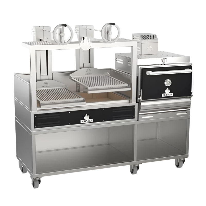 Mibrasa Double Parrilla Open Grill GMB130 + HMB75 Compact Oven in black