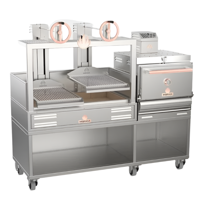 Mibrasa Double Parrilla Open Grill GMB130 + HMB75 Compact Oven in grey