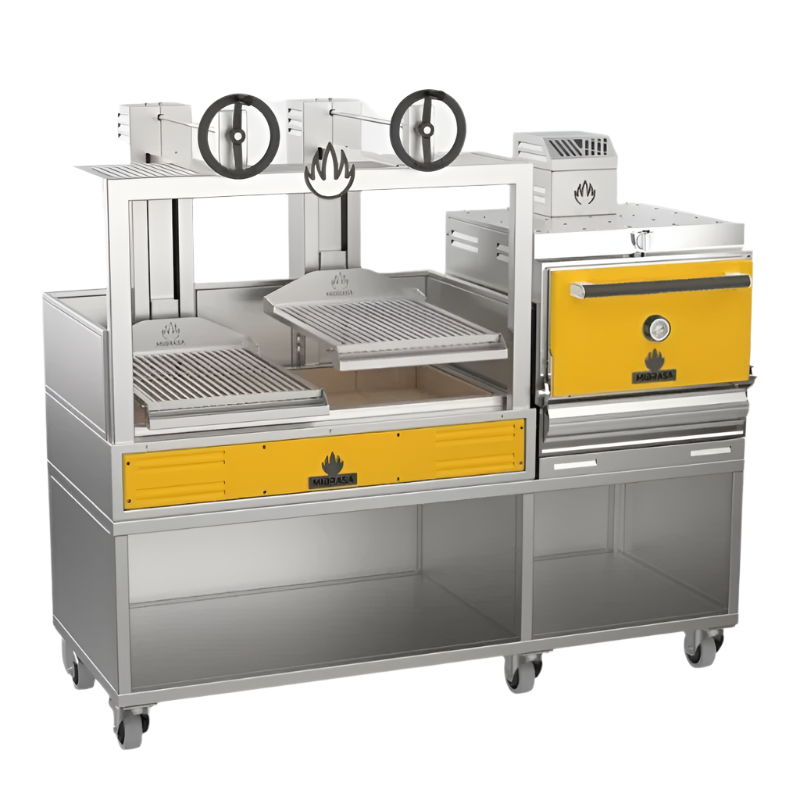 Mibrasa Double Parrilla Open Grill GMB130 + HMB75 Compact Oven in yellow