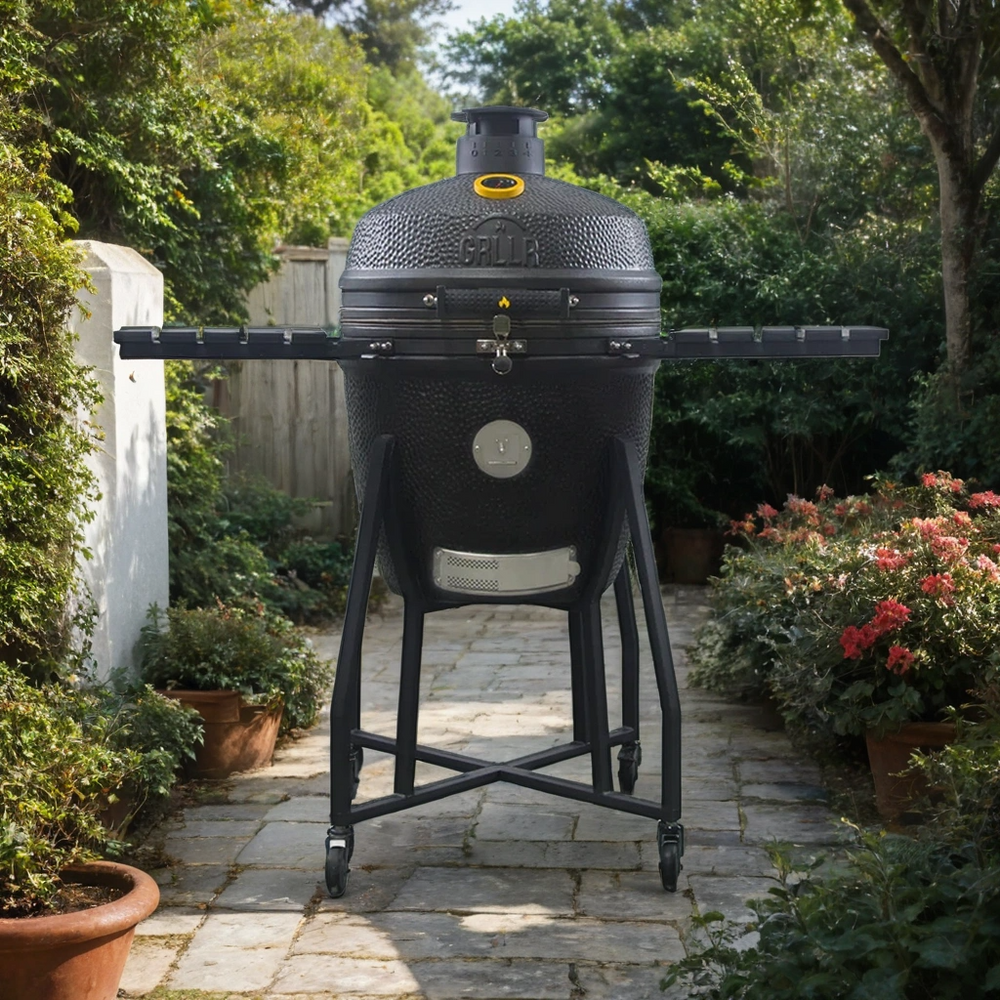 GRLLR Ember Kamado Classic 22 inch in Matt Black with Trolley