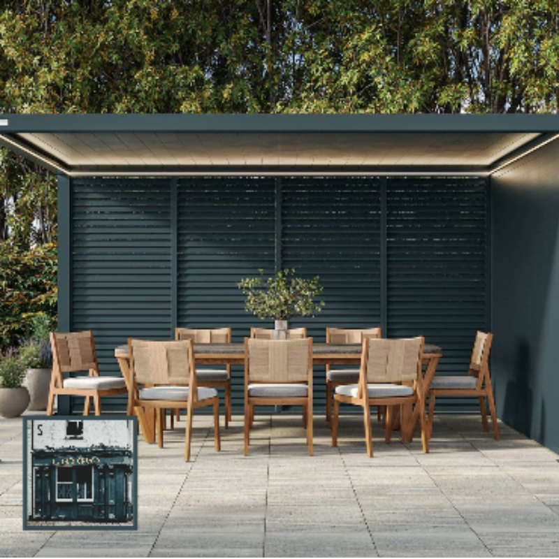 Morvelle Pergola with Motorised Louvred Roof