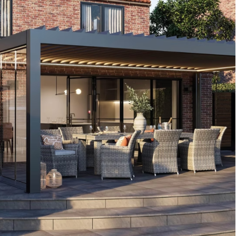 Morvelle Pergola with Motorised Louvred Roof