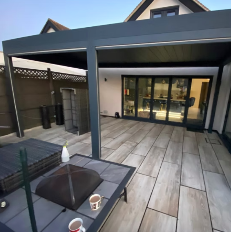 Morvelle Pergola with Motorised Louvred Roof