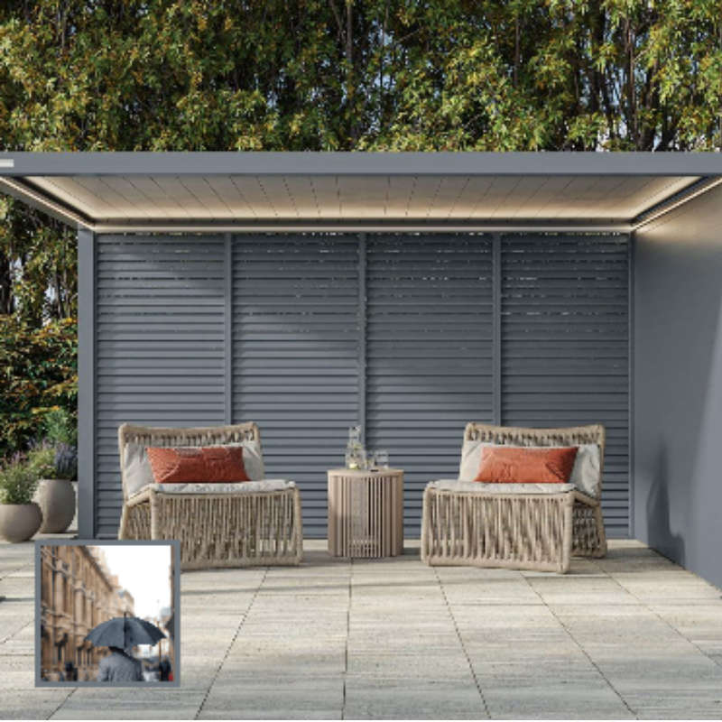 Morvelle Pergola with Motorised Louvred Roof