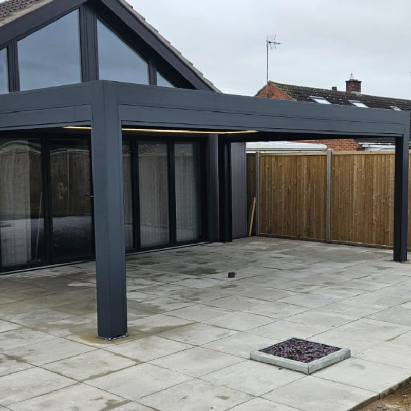 Morvelle Pergola with Motorised Louvred Roof