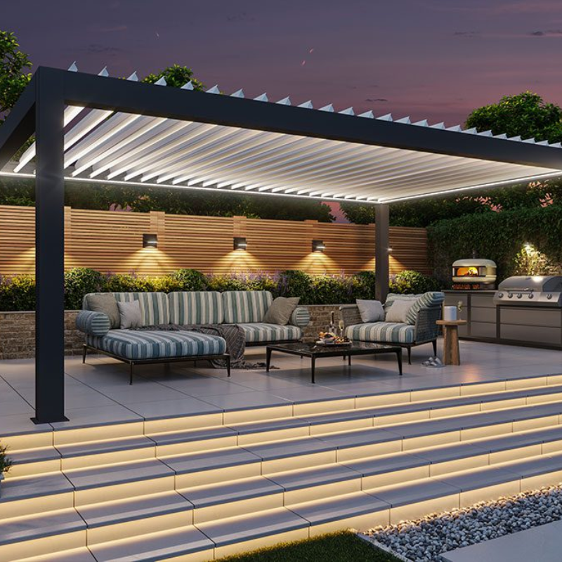 Morvelle Pergola with Motorised Louvred Roof
