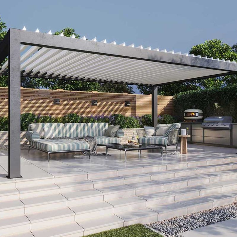 Morvelle Pergola with Motorised Louvred Roof