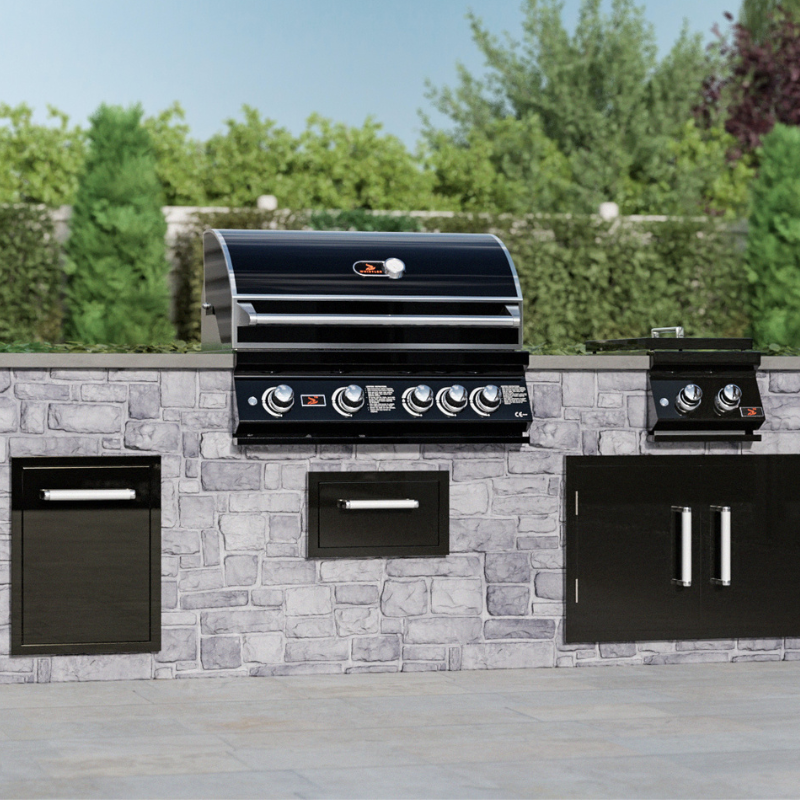 Panoramic view of Whistler Burford Black Silk Built-In 4 Gas Burner and Weather Proof Cover