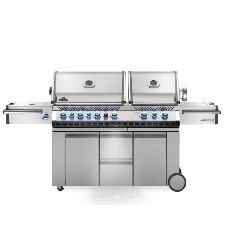 Napoleon Prestige® PRO 825 RSBI Free Standing BBQ in Stainless Steel with Power Side Burner, Infrared Rear & Bottom Burners