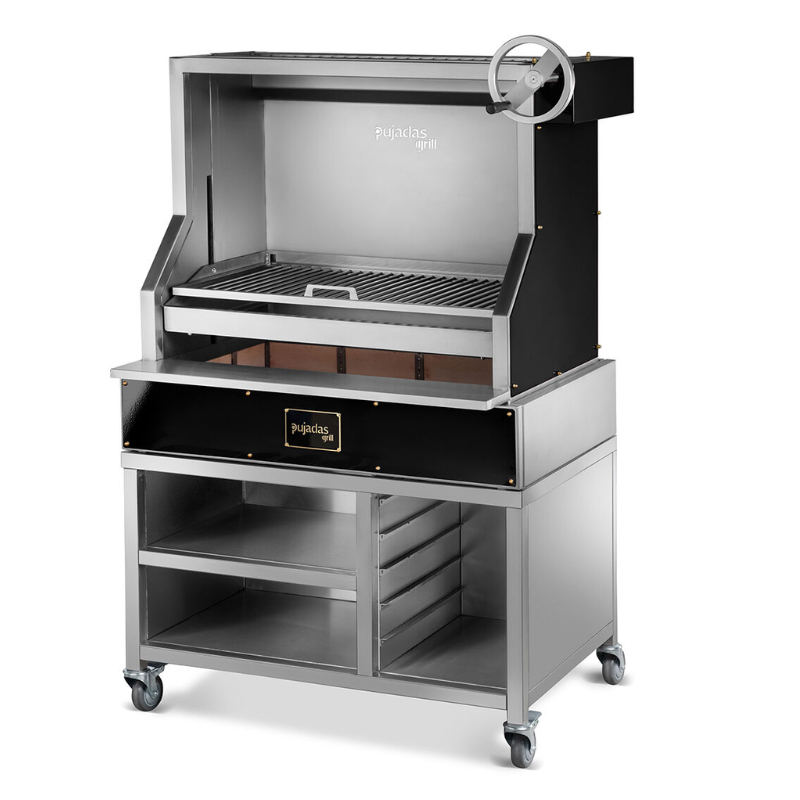 Pujadas Black V-shaped Open Grill with Mobile Cabinet