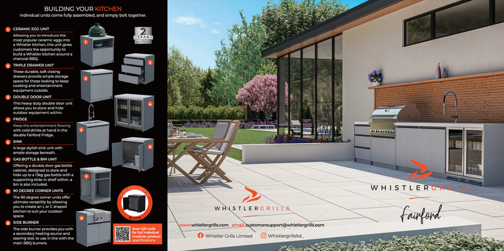 Whistler Fairford Premium Outdoor Kitchen Sink – 80cm Grey Cabinet Unit