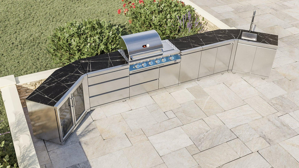 Whistler Cirencester Stanton Outdoor Kitchen 4 Burner BBQ, Sink and Fridge